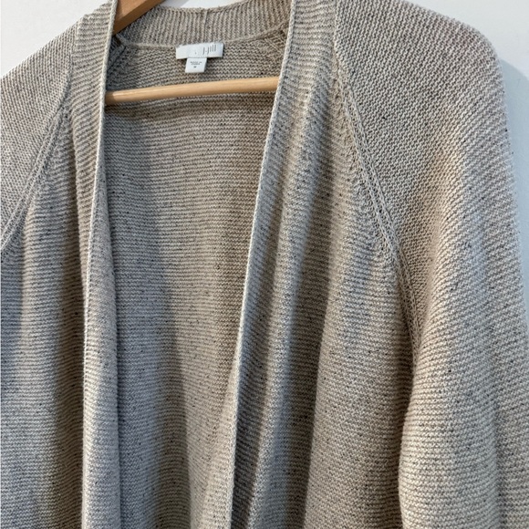 J. JILL Open Cardigan Slope Sleeve Oatmeal Silk & Cotton Blend Size Medium - Picture 2 of 7